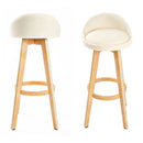 2X Oak Wood Bar Stool 72Cm Fabric Leila Beige
