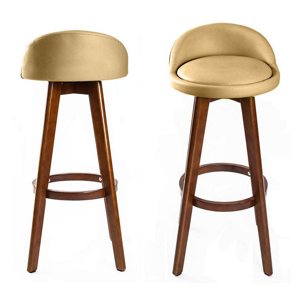 4X 72Cm Oak Wood Bar Stool Leather Leila Coffee Brown
