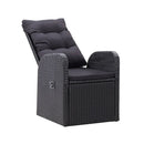 Reclining Garden Chair With Cushion Pe Rattan Black