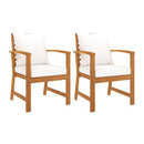 Garden Chairs 2 Pcs With Cream Cushion Solid Acacia Wood