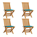 Garden Chairs With Blue Cushions 4 Pcs Solid Teak Wood