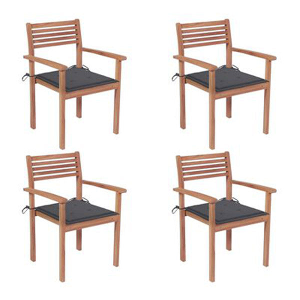 Garden Chairs 4 Pcs With Cushions Solid Teak Wood