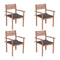 Garden Chairs 4 Pcs With Cushions Solid Teak Wood