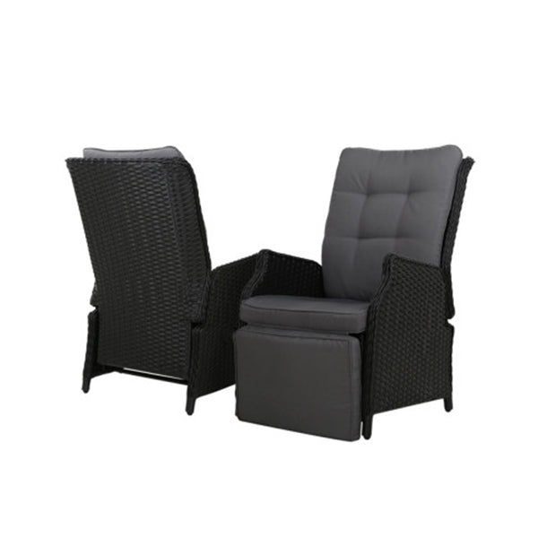 Recliner Chairs Sun Lounge Furniture Setting Patio Wicker Sofa 2Pcs