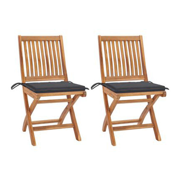 Garden Chairs 2 Pcs With Cushions 40X40X3 Cm Solid Teak Wood