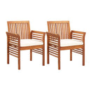 Garden Dining Chairs With Cushions 2 Pcs Solid Acacia Wood