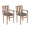 Garden Chairs 2 Pcs With Grey Cushions Solid Teak Wood