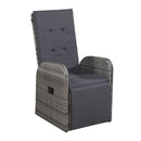 Reclining Garden Chair With Cushion Poly Rattan Grey