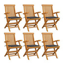 Garden Chairs 6 Pcs With Anthracite Cushions Solid Teak Wood