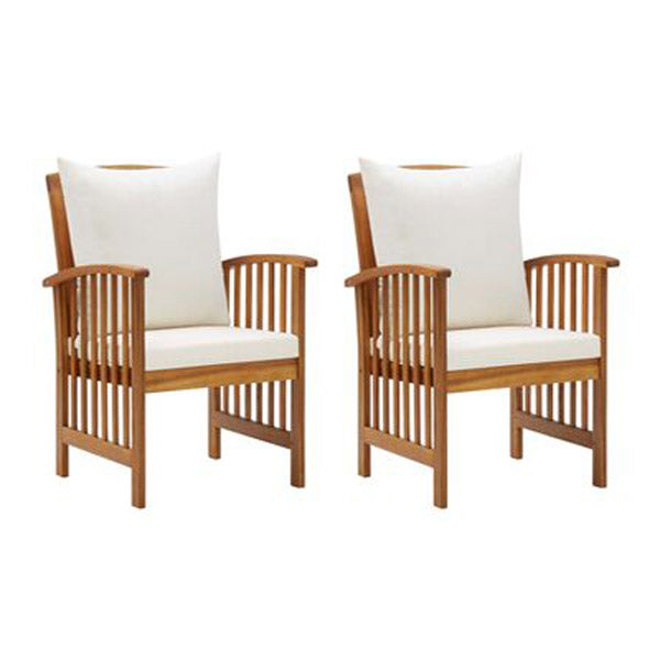 Garden Chairs With Cream White Cushions 2 Pcs Solid Acacia Wood