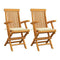 Garden Chairs With Cream Cushions Solid Teak Wood 2 Pcs