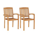 Stacking Garden Dining Chairs 2 Pcs Solid Teak Wood