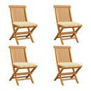 Garden Chairs With Cream White Cushions 4 Pcs Solid Teak Wood