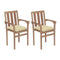 Garden Chairs 2 Pcs With Cream White Cushions Solid Teak Wood
