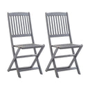 2 Pcs Folding Outdoor Chairs Solid Acacia Wood
