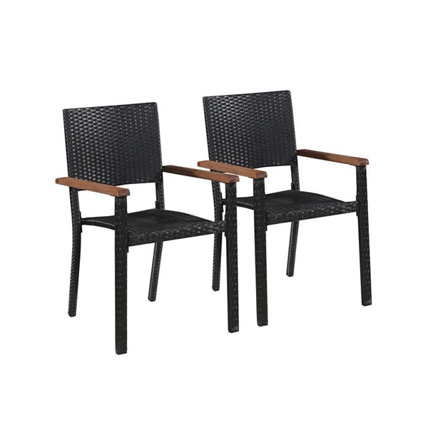 Outdoor Chairs 2 Pcs Poly Rattan Black