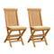 Garden Chairs With Cream Cushions 2 Pcs Solid Teak Wood