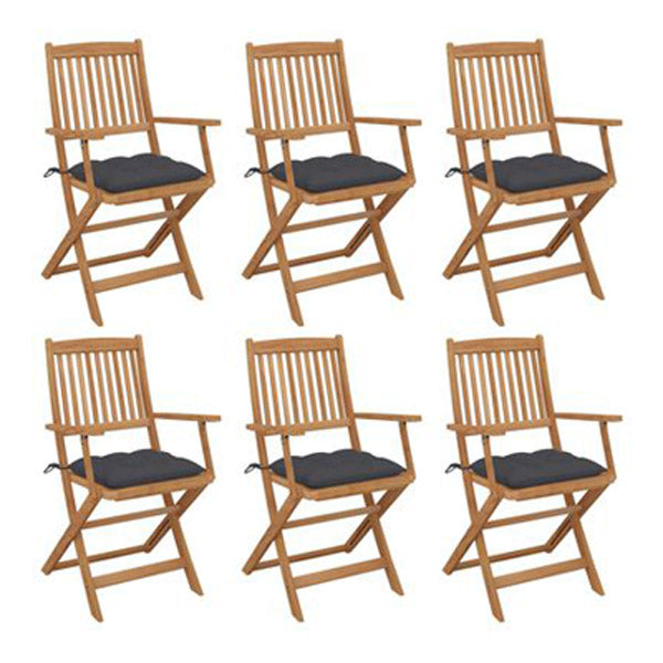 Folding Garden Chairs 6 Pcs With Anthracite Cushions Solid Acacia Wood