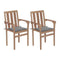 Garden Chairs 2 Pcs Solid Teak Wood With Grey Cushions