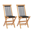 Folding Garden Chairs 2 Pcs Solid Teak Wood And Rope