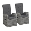 Reclining Garden Chairs 2 Pcs With Cushions Pe Rattan Grey