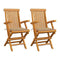 Garden Chairs With Beige Cushions 2 Pcs Solid Teak Wood With Armrest
