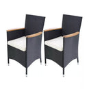 Garden Chairs 2 Pcs With Cushions Poly Rattan Black