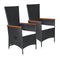 Outdoor Chairs 2 Pcs With Cushions Pe Rattan Black
