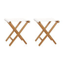 Folding Chairs 2 Pcs Solid Teak Wood And Fabric Cream White