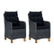 Garden Chairs With Black Cushions 2 Pcs Poly Rattan Dark Grey