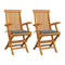 Garden Chairs Solid Teak Wood With Grey Cushions 2 Pcs