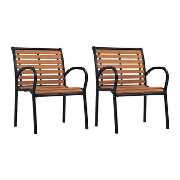 Garden Chairs 2 Pcs Steel And Wpc Black And Brown