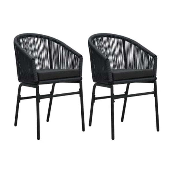 Garden Chairs 2 Pcs Black Pvc Rattan