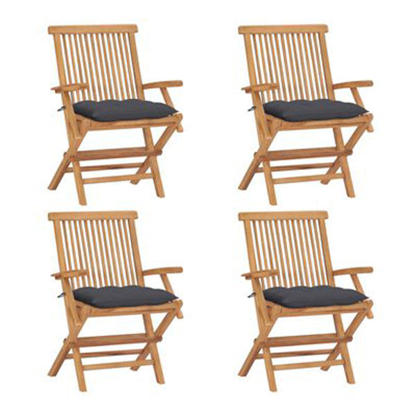 Garden Chairs With Anthracite Cushions 4 Pcs Solid Teak Wood