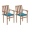 Garden Chairs 2 Pcs With Blue Cushions Solid Teak Wood