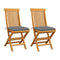 Garden Chairs With Grey Cushions 2 Pcs Solid Teak Wood