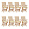 Garden Chairs With Cream White Cushions 8 Pcs Solid Teak Wood