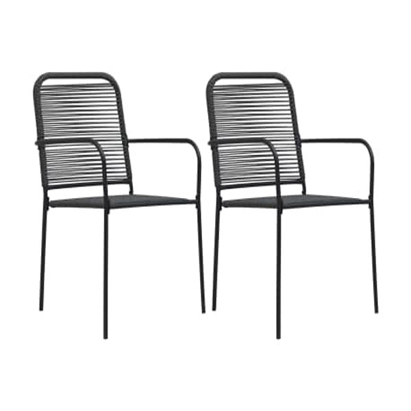 Garden Chairs 2 Pcs Cotton Rope And Steel Black