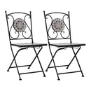 Mosaic Bistro Chairs Powder Coated Iron Frame 2 Pcs