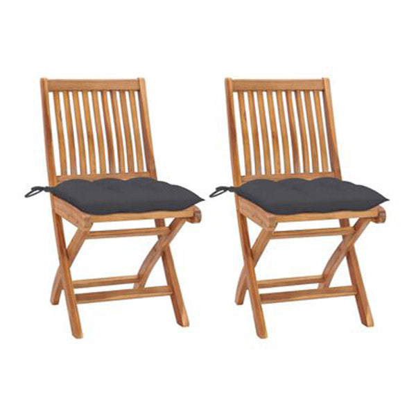 Garden Chairs 2 Pcs With Cushions 40X40X7 Cm Solid Teak Wood