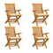 Garden Chairs With Cream Cushions 4 Pcs Solid Teak Wood