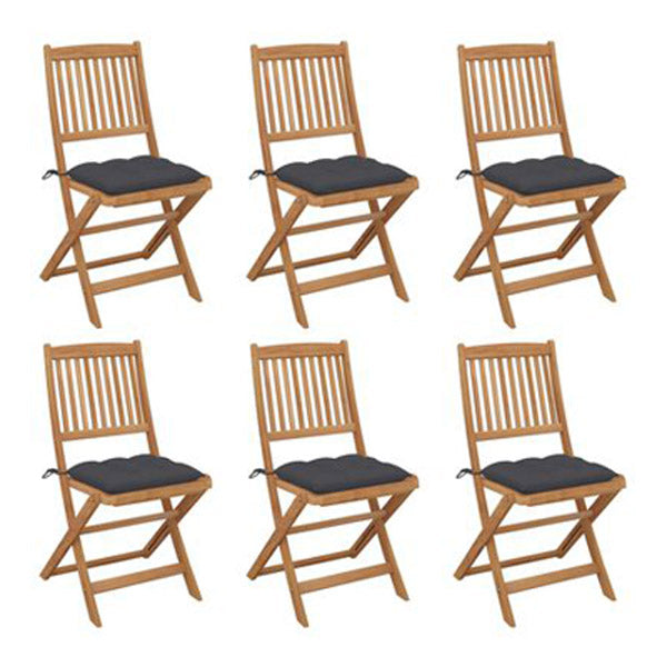 Folding Garden Chairs With Anthracite Cushions 6 Pcs Solid Acacia Wood