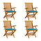 Garden Chairs With Blue Cushions 4 Pcs Solid Teak Wood With Armrest