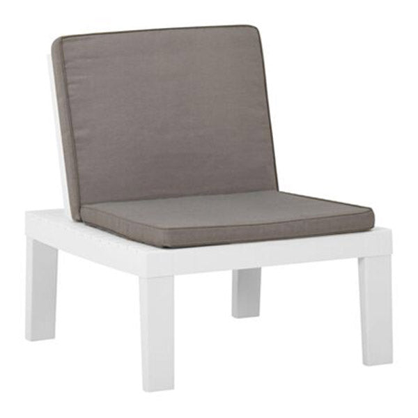 Garden Lounge Chair With Anthracite Cushion Plastic White