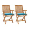 Garden Chairs 2 Pcs With Blue Cushions Solid Teak Wood 56X58X88 Cm