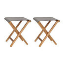 Folding Chairs 2 Pcs Solid Teak Wood And Fabric Dark Grey