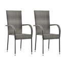 Stackable Outdoor Chairs 2 Pcs Grey Poly Rattan