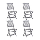 4 Pcs Folding Outdoor Chairs Solid Acacia Wood