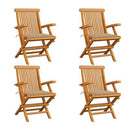 Garden Chairs 4 Pcs With Beige Cushions Solid Teak Wood