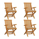 Garden Chairs 4 Pcs With Beige Cushions Solid Teak Wood
